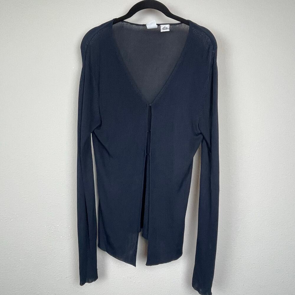 A/X Armani Exchange Midnight Blue Knit Jersey Cardigan Eye Hook Size L